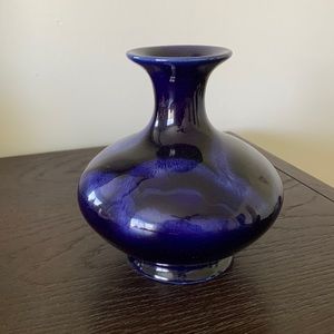 Vintage Accents Handmade Glazed Deep Blue Pottery Vase